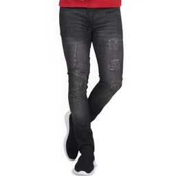 LINARIA Men Classic Slim Fit Mildly Distressed Heavy Fade Mid-Rise Jeans image 1