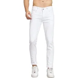 linaria Plain White Jeans, Straight Fit, 100 cm Waist (in, Numeric, 32, Regular, White)-picture-17