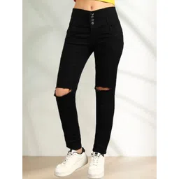 LINARIA Women Cotton Classic Slim Fit Mid-Rise Slash Knee Jeans-picture-34