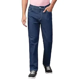 Linaria Men's Relaxed Fit Baggy Jeans, Dark Blue Denim, Classic Straight Leg Style, Casual Wear-picture-11
