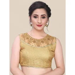 LINARO LIFESTYLES Women Golden Embellished Saree Blouse-picture-13