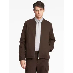 Lindbergh Brown Full Sleeves Mandarin Collar Jacket-picture-21