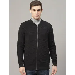 LINDBERGH Men Black Self Design Knitted Front Open Sweater-picture-36