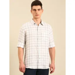 Linen Club Beige Linen Slim Fit Casual Shirt-picture-22