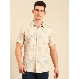 Linen Club Beige Linen Slim Fit Casual Shirt-picture-28