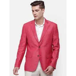 Linen Club Men Pink Solid   Single Breasted Blazer-picture-10