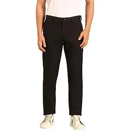 linen club Men's Linen Black Solid Contemporary Fit Casual Trouser-picture-22