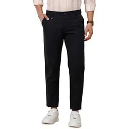 linen club Men's Linen Navy Blue Solid Contemporary Fit Casual Trouser-picture-35