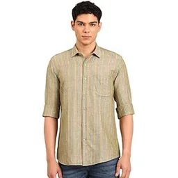 linen club Men's Linen Rich Pink Striped Contemporary Fit Full Sleeve Casual Shirt-picture-46