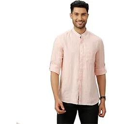 linen club Men's Pure Linen Maroon Solid Contemporary Fit Full Sleeve Casual Shirt-picture-31