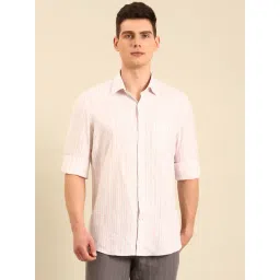 Linen Club Pink Linen Slim Fit Casual Shirt-picture-17