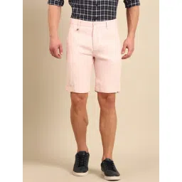 Linen Club Pink Linen Slim Fit Shorts-picture-16