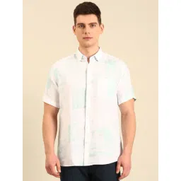 Linen Club White Linen Slim Fit Casual Shirt-picture-21