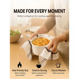 LINENSUTRA White S& Gree Striped Cotton 5-Pcs Kitchen Towels-picture-35