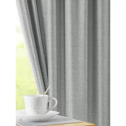 LINENWALAS Happy Sleeping Grey Set of 2 Black Out Door Curtain-picture-40