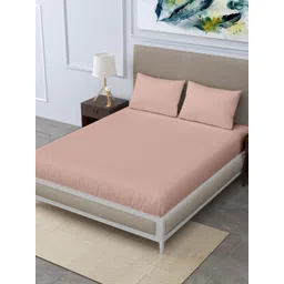 LINENWALAS Happy Sleeping Rose Gold 300 TC King Bedsheet with 2 Pillow Covers-picture-23