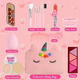 linivya Kids Real Makeup Kit for Girls & Teens with Unicorn Pink Bag - Safe & Non-Toxic image 3