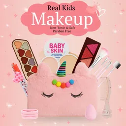 linivya Kids Real Makeup Kit for Girls & Teens with Unicorn Pink Bag - Safe & Non-Toxic image 2
