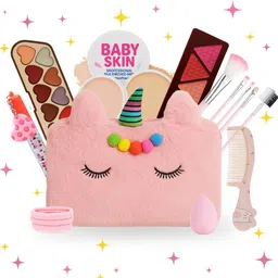 linivya Kids Real Makeup Kit for Girls & Teens with Unicorn Pink Bag - Safe & Non-Toxic image 1