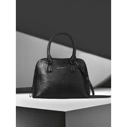 Lino Perros Black Snakeskin Textured Structured Handheld Bag-picture-42