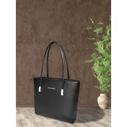 Lino Perros Black Solid Faux Leather Laptop Bag-picture-33