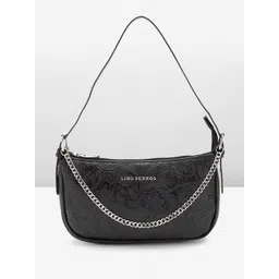 Lino Perros Floral Textured Structured Shoulder Bag with Chain Detail-picture-18