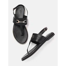 Lino Perros Metallic Detail T-Strap Flats-picture-29