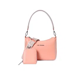 Lino Perros Peach Solid Medium Sling Handbag with Pouch-picture-28