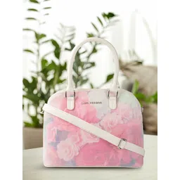 Lino Perros Pink Floral Printed PU Structured Shoulder Bag-picture-26