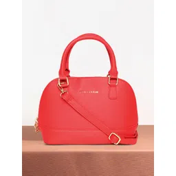 Lino Perros Red Solid Handheld Bag with Detachable Sling Strap-picture-12