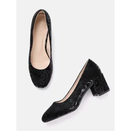 Lino Perros Women Floral Textured Block Heel Pumps-picture-13