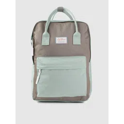 Lino Perros Women Grey & Sea Green Colourblocked Laptop Backpack-picture-19