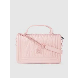 Lino Perros Women Pink Printed PU Structured Quited Shoulder Bag image 2