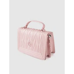 Lino Perros Women Pink Printed PU Structured Quited Shoulder Bag image 3