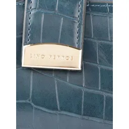 Lino Perros Women Teal Blue Croc Textured Two Fold Wallet image 5