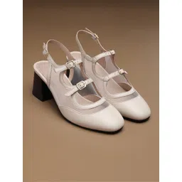 Lino Perros Women Textured Block Heels Mary Janes-picture-13