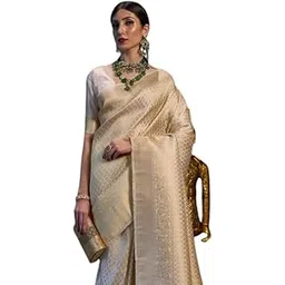 LINZA Womens Women's Banarasi Cotton Silk Jacquard Saree With Blouse Piece-picture-40