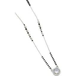 lipza Women's Stone Manglasutra, Crystal Manglasutra Fancy Diamond Studded Brass Material,Wear In All Occasions (Kiara- Step Silver_Multi_Free Size)-picture-34