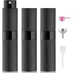 LISAPACK 8ml Stripe Perfume Atomizer Spray Bottle, 3pcs Travel Cologne Sprayer Refillable, Empty Mini Portable Perfume Dispenser (Black)-picture-10