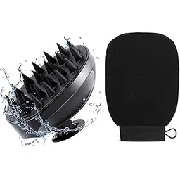 LISHER Exfoliating Gloves for Body Cleansing and Scrubbing, Bath Gloves Tan Removal-made of Natural Fibre, Gentle on the Skin, Sustainable,with Hair Scalp Massager Shampoo Brush-picture-54