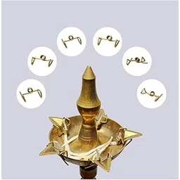 listant enterprises - right here, right now Pure Brass Samai Kadi, Wick Holder for Samayi Lamps & Vilakku, Thiri Stand for Kerala Diya (Pack of 6)-picture-10