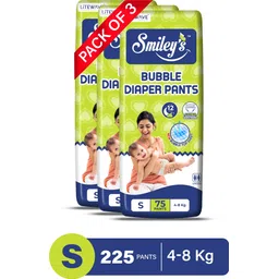 litewave Smiley's S Size Bubble Baby Diaper Pants Up to 12 Hours Protection | 4-8 kg | - S-picture-12