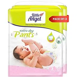 Little Angel Extra Dry Baby Pants Diaper, Small (S) Size, 120 Count, Super Absorbent Core Up to 12 Hrs. Protection, Soft Elastic Waist Grip & Wetness Indicator, Pack of 2, 60 count/pack, Upto 7kg-picture-16