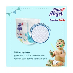 Little Angel Premier Pants Baby Diapers Combo With Wetness Indicator Medium - 28 Pieces image 3