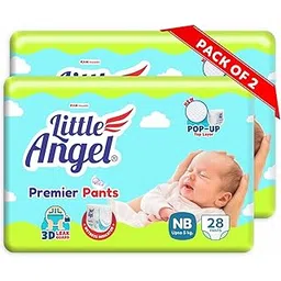 Little Angel Premier Pants Baby Diaper, New Born (NB) Size, 56 Count, Combo Pack of 2, 28 Count/Pack, up to 5 Kg-picture-17