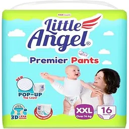 Little Angel Premier Pants Baby Diapers, Double Extra Large (XXL) Size,16 Count/Pack with Wetness Indicator,Above 14 kgs-picture-21