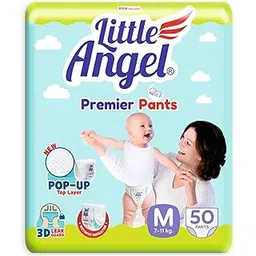 Little Angel Premier Pants Baby Diapers, Medium (M) Size, 50 Count with Wetness Indicator, 7-11 Kg-picture-19