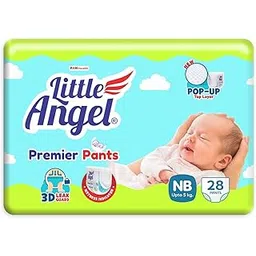 Little Angel Premier Pants Baby Diapers, New Born (NB) Size, 28 Count with Wetness Indicator, up to 5 Kg-picture-20