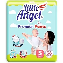 Little Angel Premier Pants Baby Diapers, Small (S) Size, 56 pcs with Wetness Indicator, 4-8 Kg, 1 count-picture-18