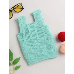 Little Angels Baby Girls Solid Square Neck Sleeveless Woollen Sweater Vest-picture-58